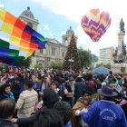 Celebracin. El Gobierno organiz una fiesta en la plaza Murillo de la ciudad de La Paz, para celebrar el lanzamiento del satlite.