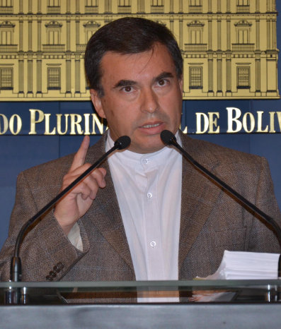 MINISTRO. Juan Ramn Quintana, en el momento de anunciar la expulsin de la ONG IBIS.