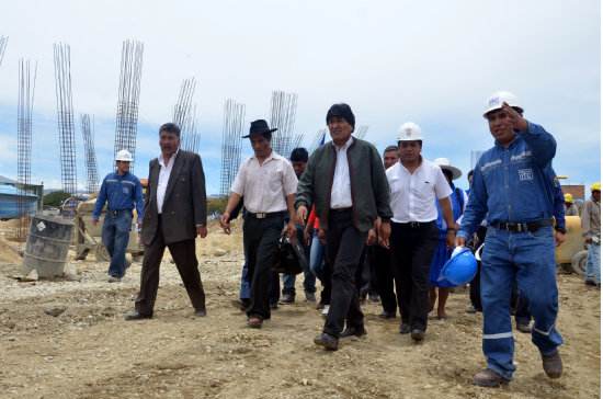 Inspeccin. El presidente Evo Morales estuvo ayer en el municipio de Punata.