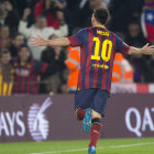 El argentino Lionel Messi celebra su segundo gol.