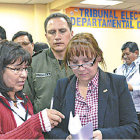 ORURO. La presidenta del TSE, Wilma Velasco, al finalizar la Sala Plena del pasado viernes.