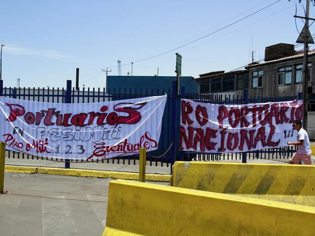 PROTESTA. El paro portuario realizado por los trabajadores en Arica.