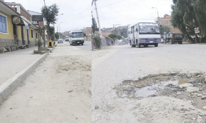 OBSTCULOS. Por un lado, hay media docena de postes de luz en la calzada, y por otro lado, decenas de huecos que dificultan el trnsito de miles de motorizados al da.