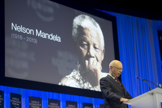 INAUGURACIN. La imagen de Mandela durante uno de los discursos de apertura.