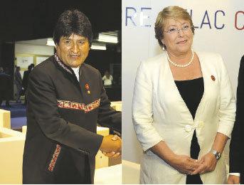 ENCUENTRO. Los presidentes boliviano y chilena en La Habana, ayer.