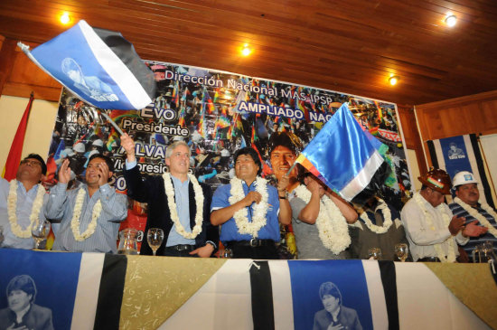 PRESENCIA. El presidente Evo Morales, durante el ampliado nacional de su partido.