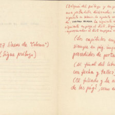 MANUSCRITO. Anotaciones de Cela para la escritura de 