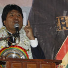 DISCURSO. El presidente Evo Morales durante la inauguracin de una escuela en La Paz.