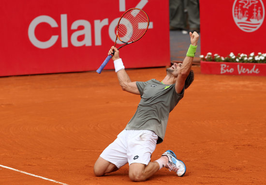 David Ferrer festeja el ttulo conseguido en el ATP de Buenos Aires.