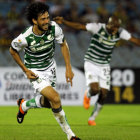 La celebracin de Lacerda tras marcar el primer gol visitante.