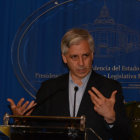 DISCURSO. El vicepresidente Lvaro Garca Linera, en conferencia de prensa.