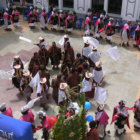 FIESTA. La demostracin del Pujllay de Tarabuco durante su lanzamiento ayer, en la Gobernacin de Chuquisaca.