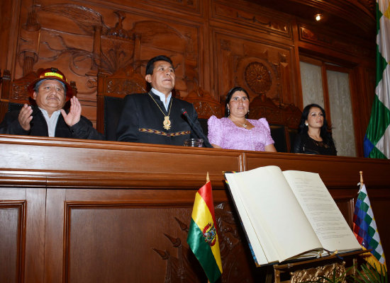 CRTICAS. El presidente de la Cmara de Senadores, Eugenio Rojas, durante su acto de posesin.