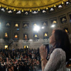 ACTO. La mandataria argentina en un acto de masas en Buenos Aires.