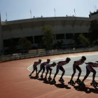 El equipo de patinaje de Venezuela entrena en el patindromo.