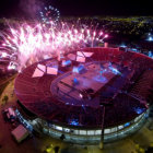 Una vista area de la inauguracin de los Juegos Sudamericanos, anoche, en el estadio Nacional de Santiago.