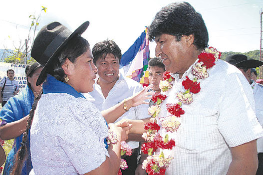 MENSAJE. El presidente Evo Morales en la provincia tarijea Gran Chaco.