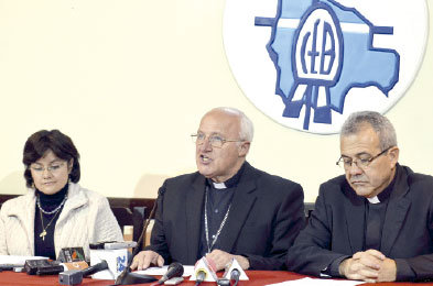 POSICIN. La rueda de prensa ofrecida por la Conferencia Episcopal, ayer.