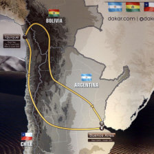 El mapa preliminar presentado por la ASO donde se muestra el trazado del rally de 2015; abajo tienne Lavigne.