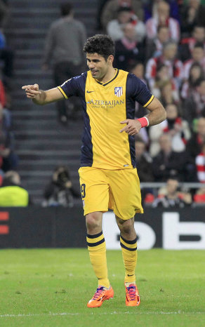 El delantero Diego Costa puso el transitorio empate para el Atltico de Madrid frente al Athletic de Bilbao.