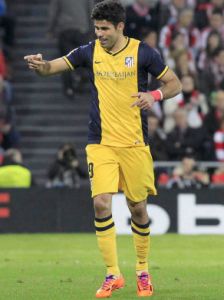 El delantero Diego Costa puso el transitorio empate para el Atltico de Madrid frente al Athletic de Bilbao.