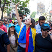 PROTESTAS. La lder opositora venezolana Mara Corina Machado durante una concentracin. .