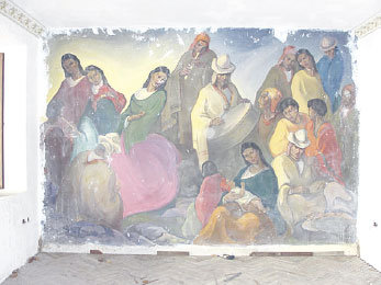 TESTIGO. Mural pintado por Rimsa y sus alumnos, entre ellos doa Josefina Reynolds.