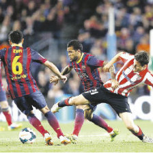 Una escena del partido entre el Barcelona y el Atlethic (2-1)