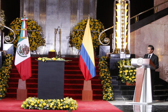 FUNERAL. El presidente de Mxico Enrique Pea Nieto habla durante el homenaje al escritor colombiano Gabriel Garca Mrquez.