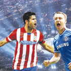 El duelo de esta tarde podra ratificar el buen momento del Atltico de Madrid con Diego Costa y la solvencia del Chelsea con el defensor John Terry (d).