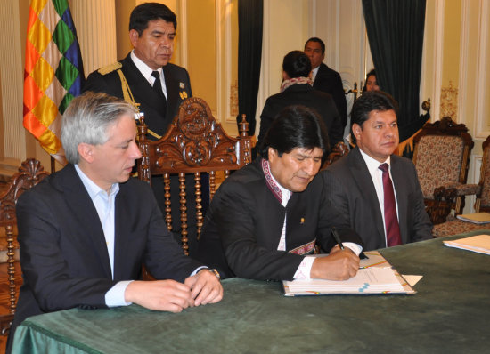 Acto. La promulgacin de la norma a cargo del presidente Evo Morales.