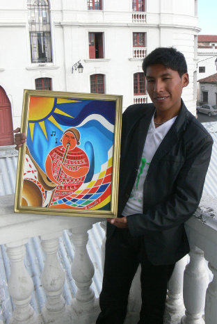 ARTISTA. El joven pintor en su visita a Sucre.