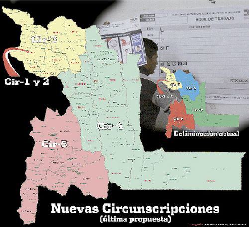 PROPUESTA. As quedara la nueva delimitacin de circunscripciones en Chuquisaca.