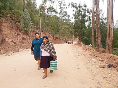 CARENCIA. Los vecinos caminan casi un kilmetro para tomar una lnea de microbus.