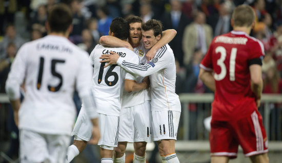 Una de las cuatro celebraciones del cuadro madridista.