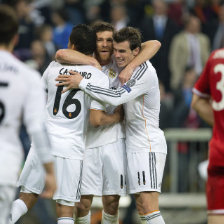 Una de las cuatro celebraciones del cuadro madridista.