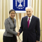 VISITA. Susan Rice con Simon Peres.