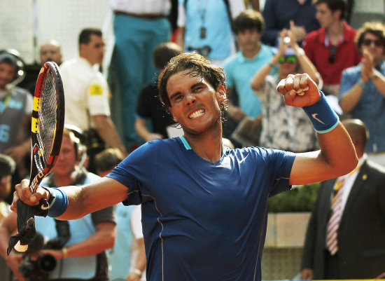 Nadal festeja el punto definitivo para ganar a Roberto Bautista Agut.