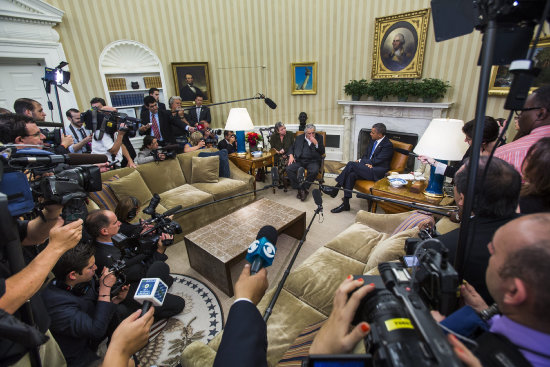 REUNIN. Obama y Mujica, ayer.