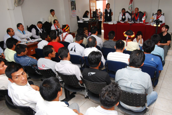 AUDIENCIA. Vista del comienzo del juicio en la localidad amaznica de Bagua.