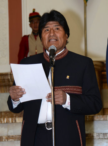 POSICIN. El presidente Evo Morales en conferencia de prensa, ayer.