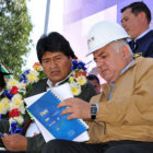 CEREMONIA. El presidente Evo Morales durante el acto de inauguracin de las obras del proyecto Sucre-Padilla en la zona de La Zapatera.