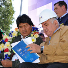 CEREMONIA. El presidente Evo Morales durante el acto de inauguracin de las obras del proyecto Sucre-Padilla en la zona de La Zapatera.