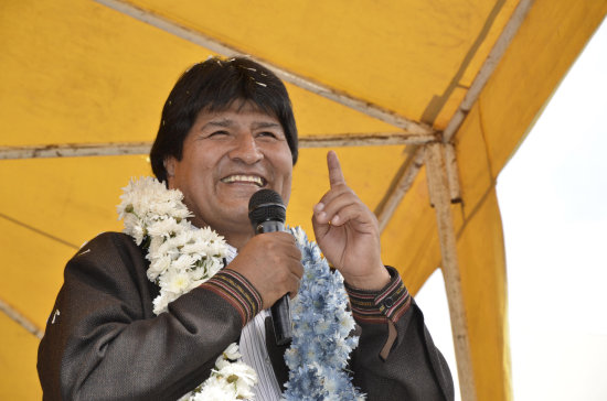 PRESIDENTE. El Primer Mandatario del pas, Evo Morales, durante un acto pblico en Punata, departamento de Cochabamba.