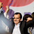 CELEBRACIN. El candidato a la presidencia de Colombia por el partido Centro Democrtico, Oscar Ivn Zuluaga, celebra el resultado.