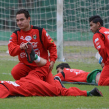 Los integrantes de la seleccin nacional durante la ltima prctica en Santa Cruz, que fue el pasado lunes, antes de ausentarse a Espaa.