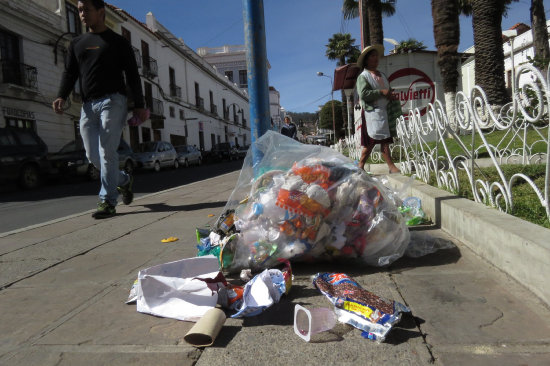 INSALUBRE: Muchos vecinos que no se enteraron del paro dejaron su basura en la calle provocando riesgo para la salud de la poblacin.