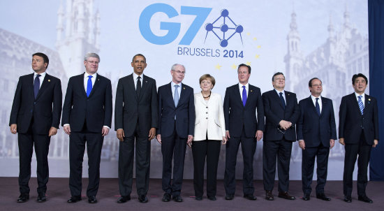 ACUERDO. Gobernantes del G7 durante una de sus reuniones en la Cumbre de Bruselas.
