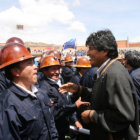 ALIADOS. El presidente Evo Morales sell un acuerdo poltico con los cooperativistas mineros.