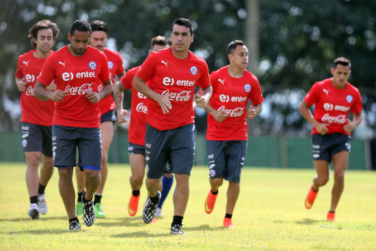 El entrenamiento de la seleccin chilena en suelo brasileo.